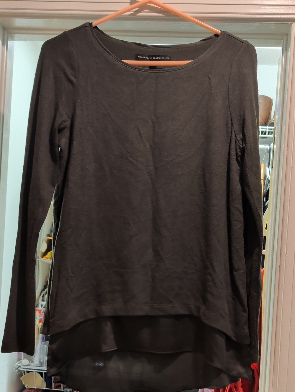White House Black Market Black Layered Long-Sleeve Tee